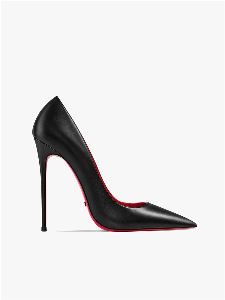 

Spring new pointed black matte red inner single shoes thin high-heeled banquet large size small size low-heeled women's shoes