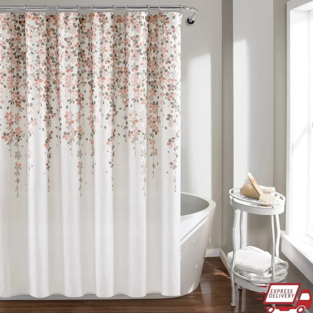 

Занавеска для душа с плачущим цветком 72x72, цветочная микрофибра, которую можно стирать в машине, водонепроницаемая, домашний декор для ванной комнаты, мягкие цвета