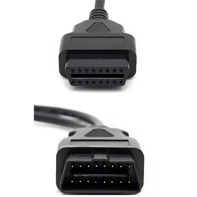 Obd2 16 دبوس تمديد كابلات 30 سنتيمتر ذكر إلى ثنائي أنثى Y الفاصل obd 16pin كابل 1-2 obd موصل محول