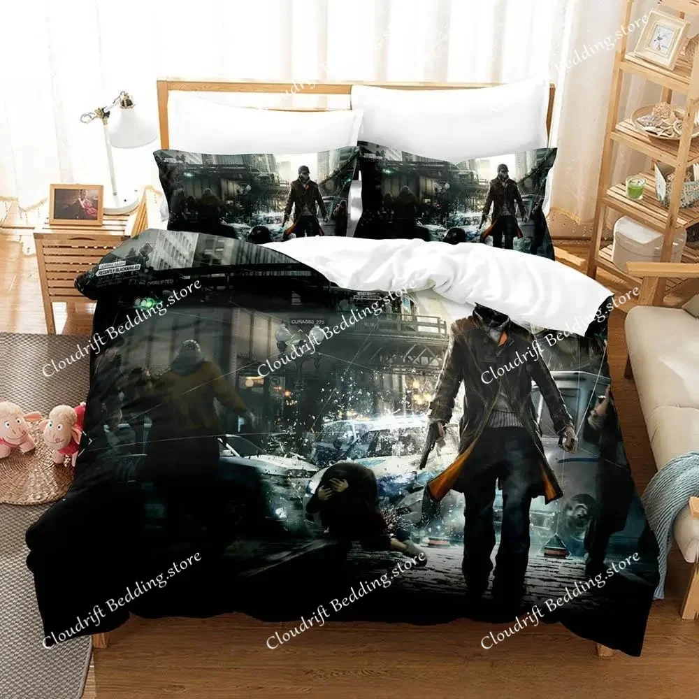 Watch Dogs Bedding Set Single Twin Full Queen King Size Bed Set Adult Kid Bedroom Duvet Cover Sets 3D Print Game Bed Sheet Set