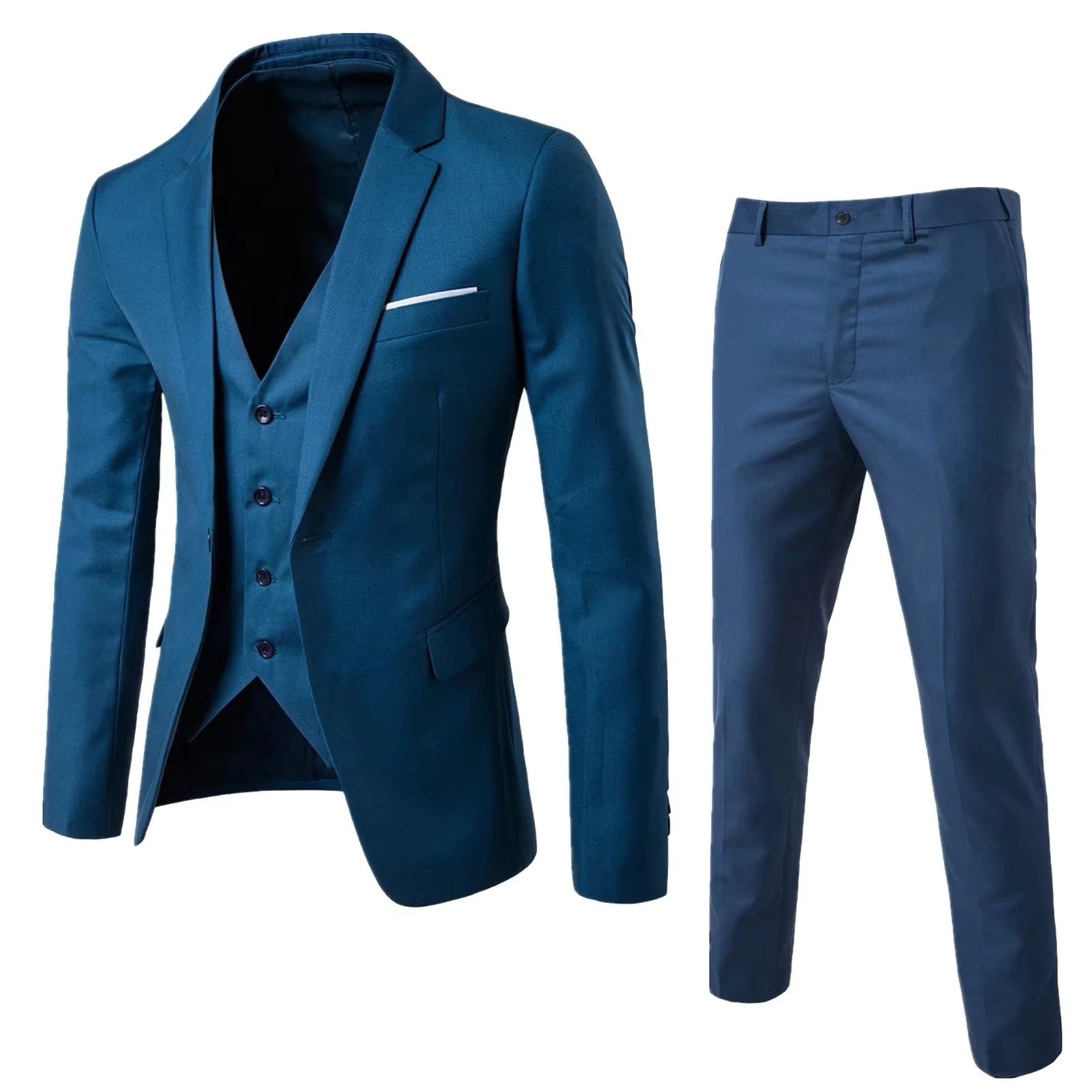 X87 traje de negocios para hombre, chaqueta de fiesta de boda, traje informal de Color sólido, Premium