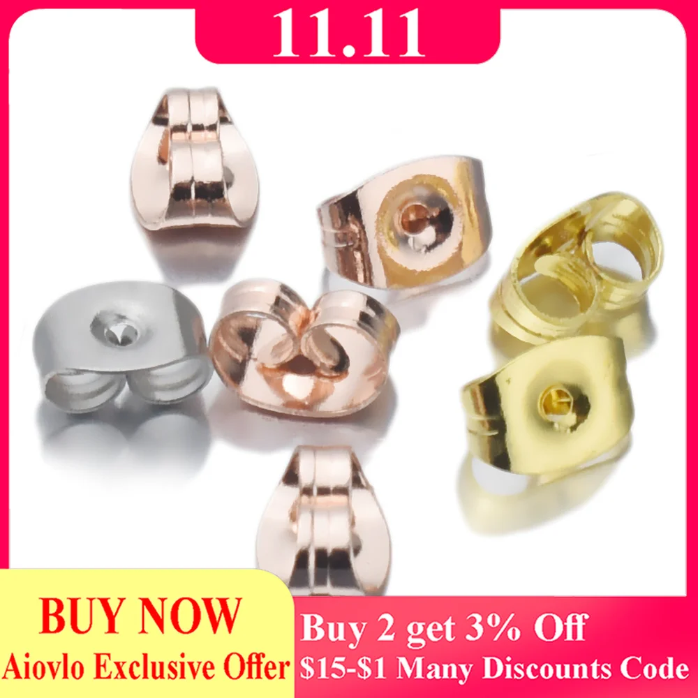 

100pcs/lot stainless steel Hard Earring Backs Butterfly Ear Back Stud Earrings Care Cap Women's Earring DIY Jewelry Ear Pin Back