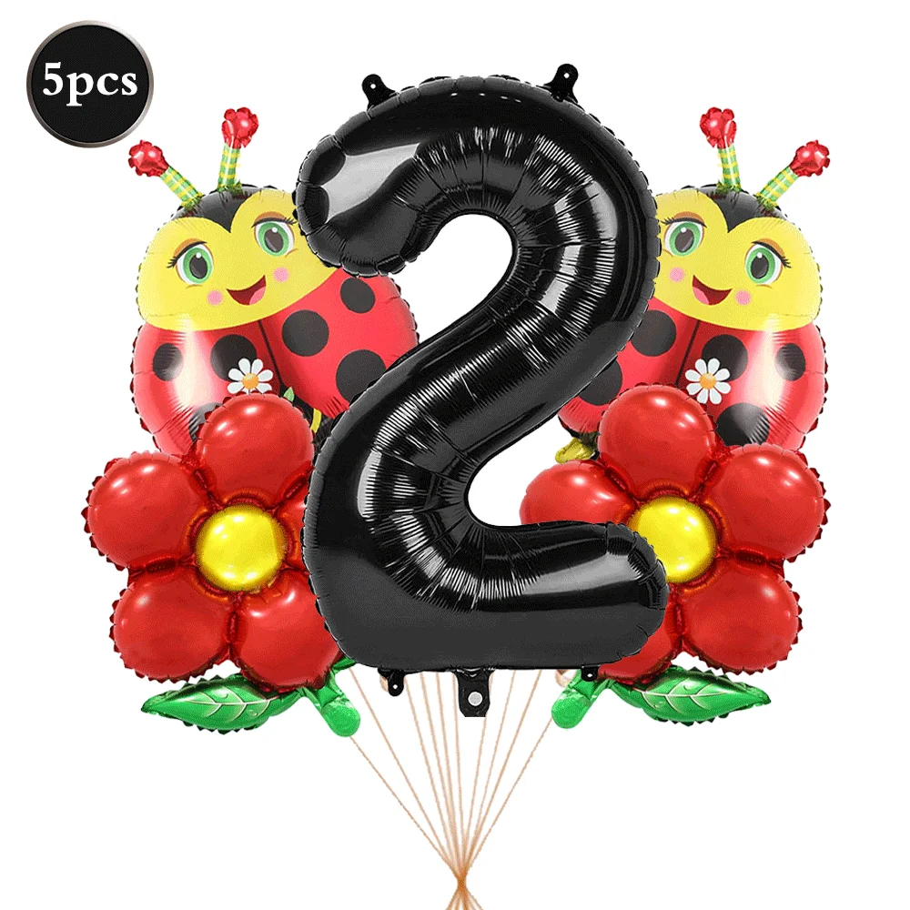 Ladybug Balloon 32 inch Number 0-9 Aluminum Foil Balloon Set Miraculous Ladybug Children's Birthday Party Decoration Supplies