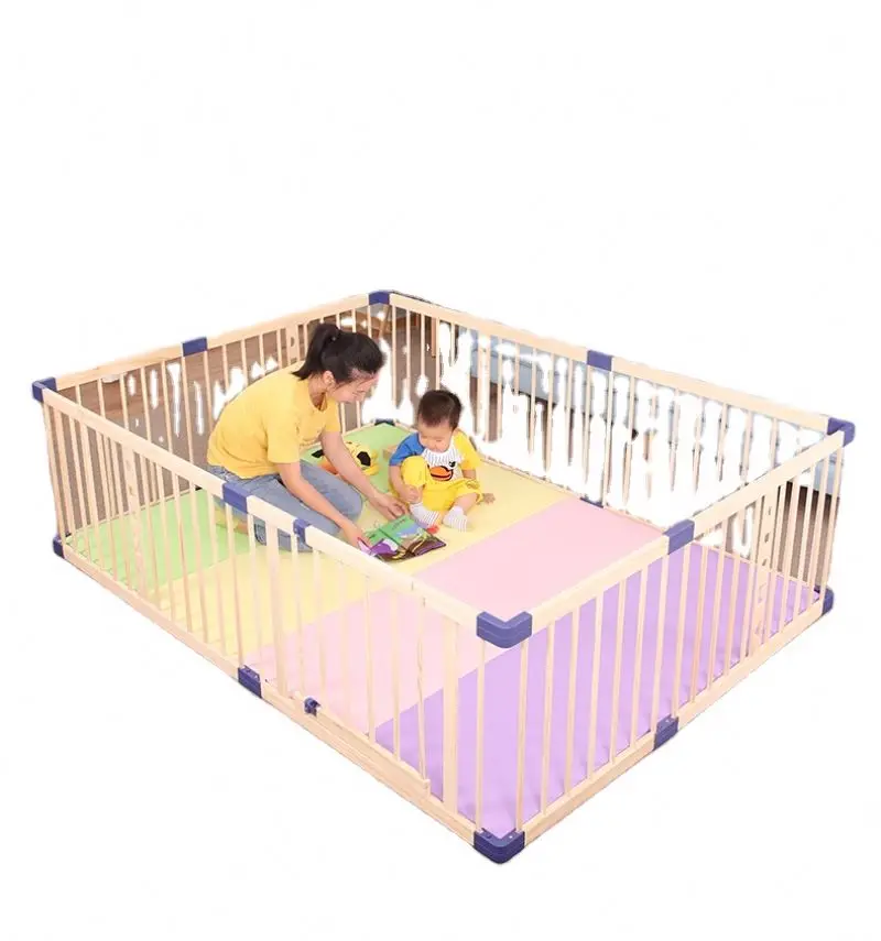 YQ JENMW Modern simple baby playpen indoor  solid wood children's protective fence