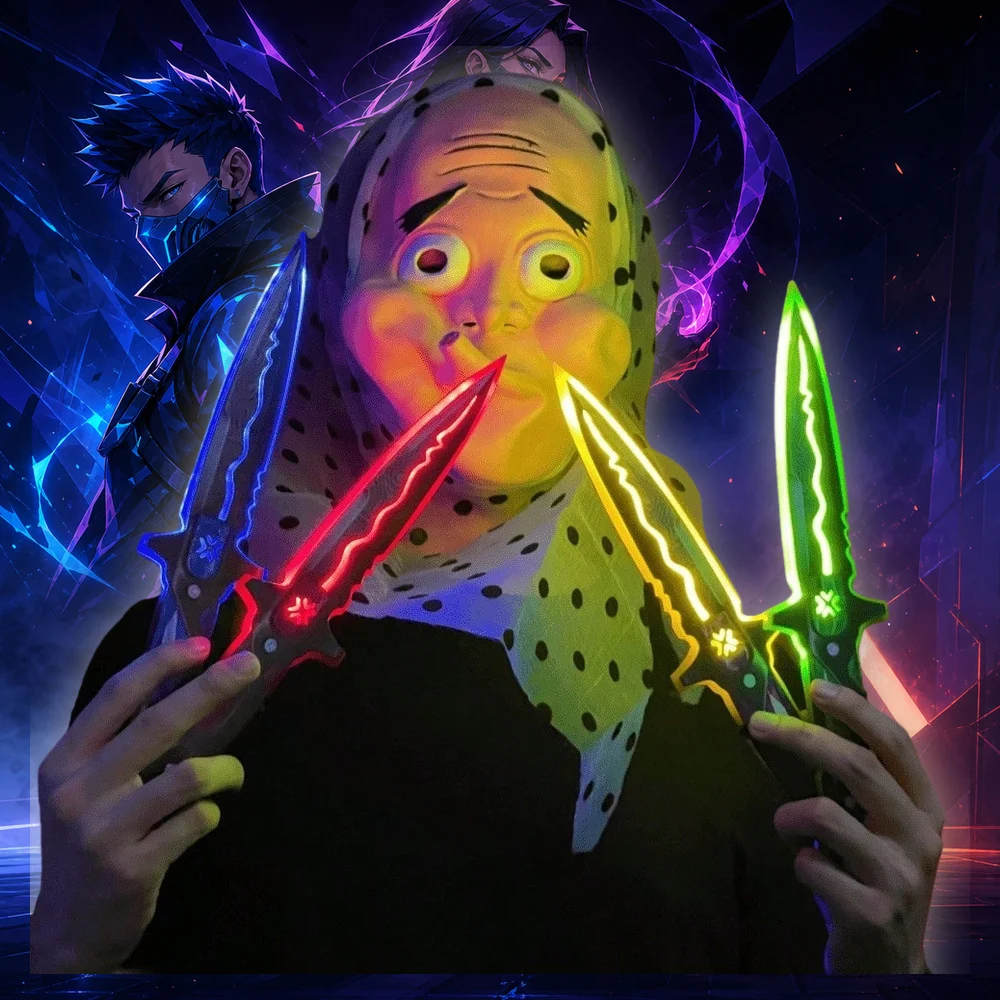 11.8inch 30cm Tactical Knife Valorant LED Light Up Glowing Acrylic Blade Game Anime Cosplay Prop 4pcs Set Real Size Otaku Collectible Gift Toy Display Luminous Trainer Camping Outdoor Folding Knife Sabre Schwert Blade
