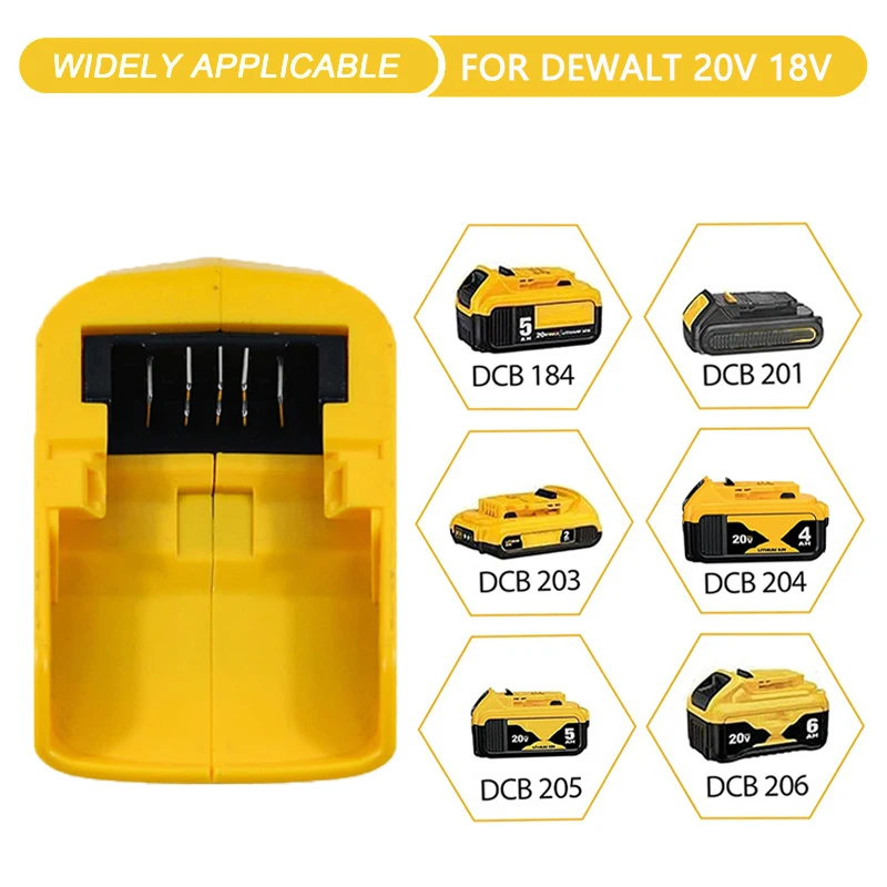 Replacement Battery Adapter with 3W LED for Dewalt 18V 20V Max Lithium Battery Power Source Supply USB Output Converter 5V 2.1A