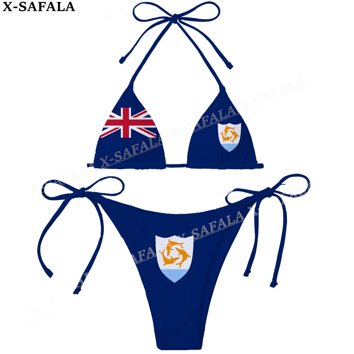 Anguilla Country Flag 3D Print Women Micro Sexy Bikini Bra Set Summer Beachwear Sexy Beach Two Pieces Bathing Suits Swimwear