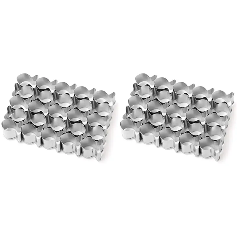 VOFUN-2X Gold Fish Cracker Cutter,25 Cavity Fish Cookie Cutter Stainless Steel Mini Fish Shaped Molds