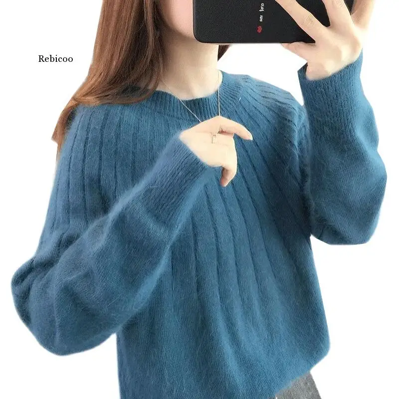 

2021 Autumn New Fashion Knitted Sweater Pullover Women Bottoming Knitwear Clothes Female Sweaters Loose Ladies Tops Tide