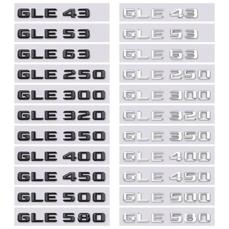 GLE43 53 63 GLE250 300 320 350 400 GLE450 500 580 letter car sticker for mercedes benz GLE class refit rear boot trunk label