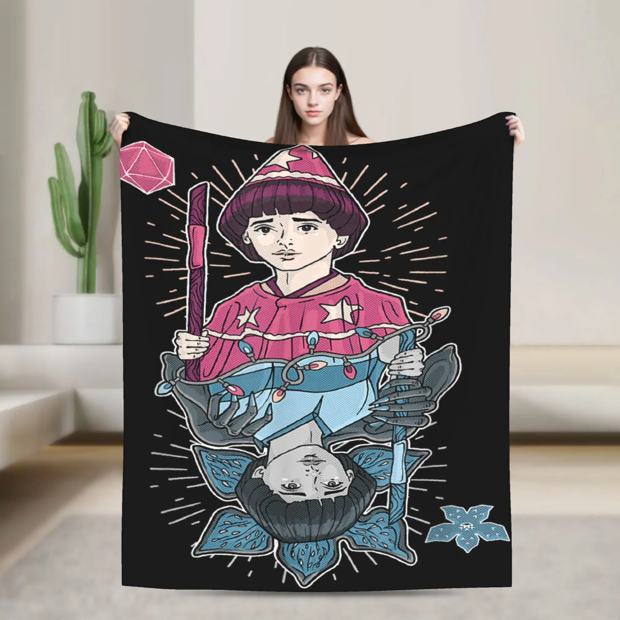 Soft Blanket Decorative Will Byers The Wise Upsidedown Card Logo Bedding Throws Flannel Bedspread For Bedroom Sofa Bed Cover