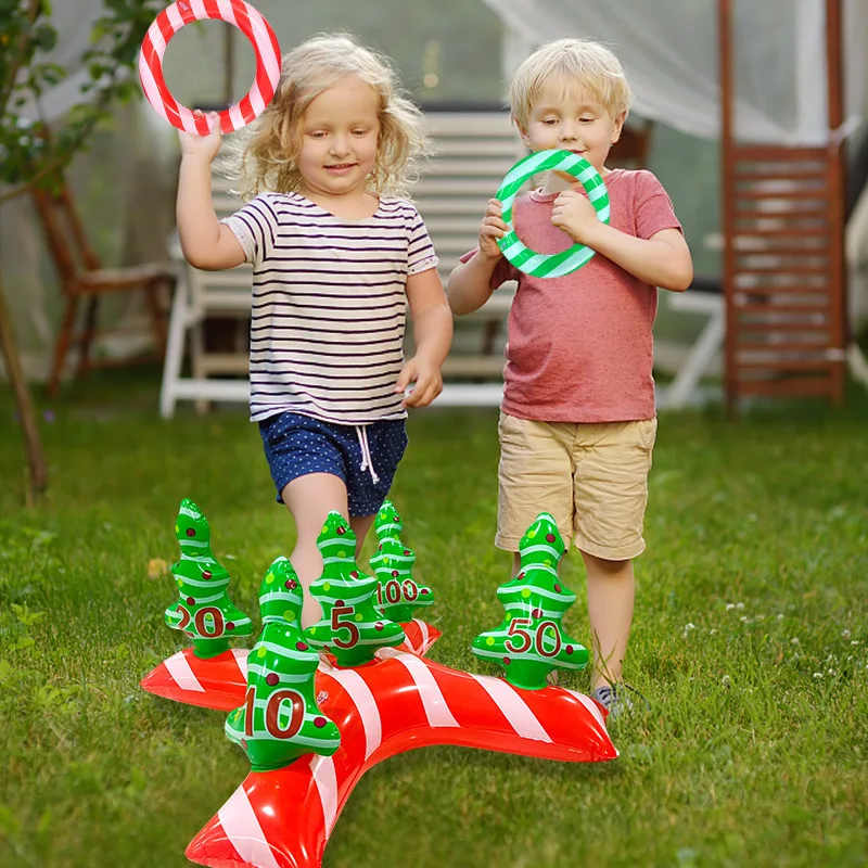 Balés de piscina, lanzamiento de anillo inflable, bomba de inflado de Carnaval de Navidad, juguetes deportivos de natación al aire libre, juegos de entrenamiento de agilidad de velocidad de lanzamiento
