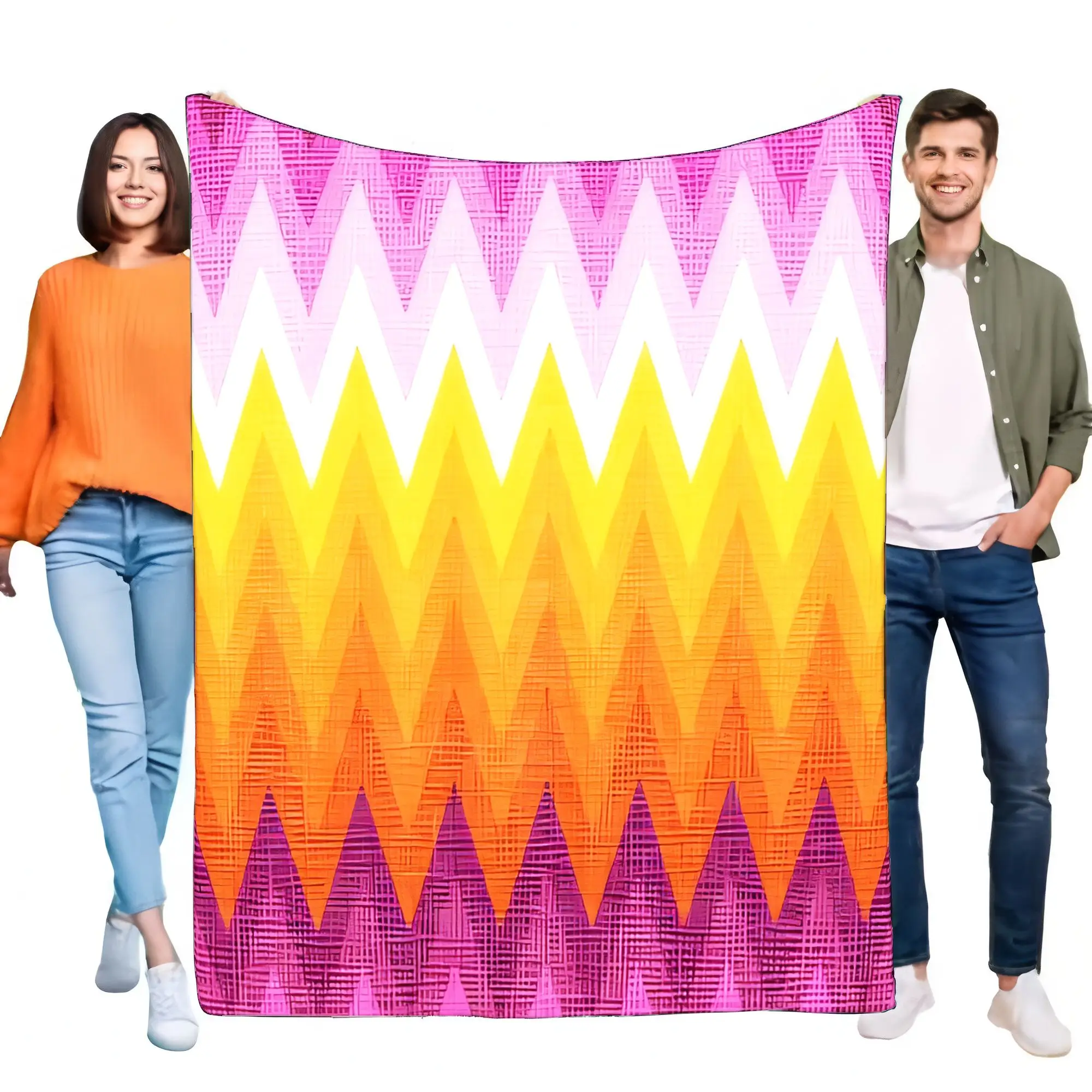 Colorful Zigzag Pattern Blanket Soft Cozy Throw for Bed, Sofa, and Couch Lightweight Home Decor Gift for All Ages