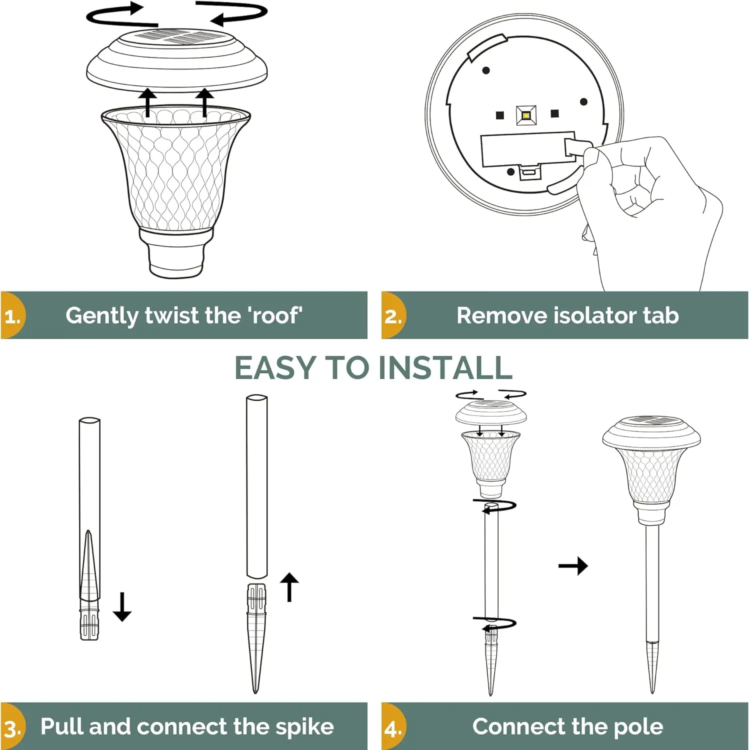 Solar Lights Outdoor Waterproof Dusk to Dawn Solar Powered Pathway Garden Lights LED Landscape Lighting Decorative for Walkway