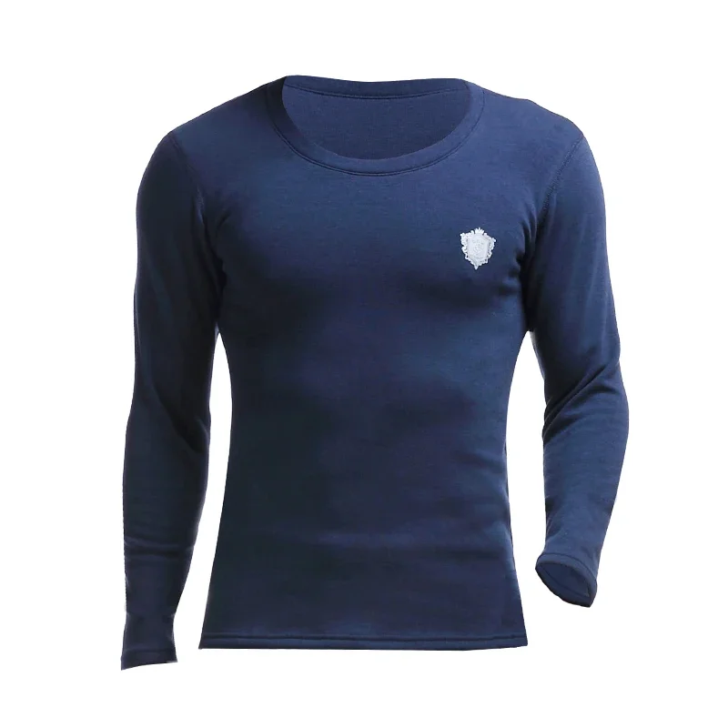 

Men's thick fleece pullover winter coat with round collar, anti-chill tight youth cotton sweater, warm underwear top