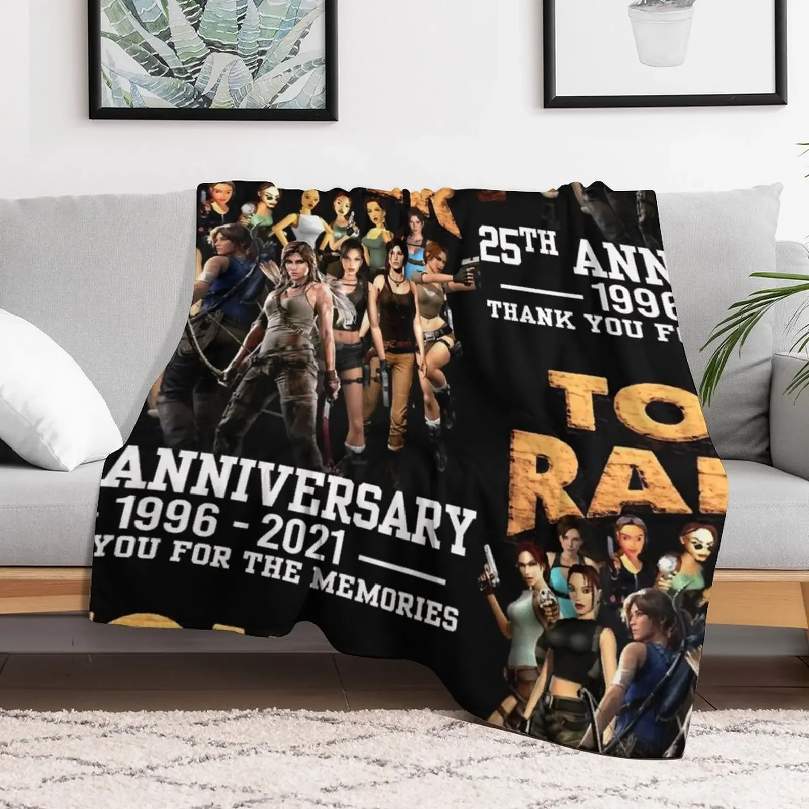 Thank-You-for-The-Memories-25th-Anniversary-1996-2021-Tomb-Raider-T-Shirts-Gift-For-Fans Throw Blanket