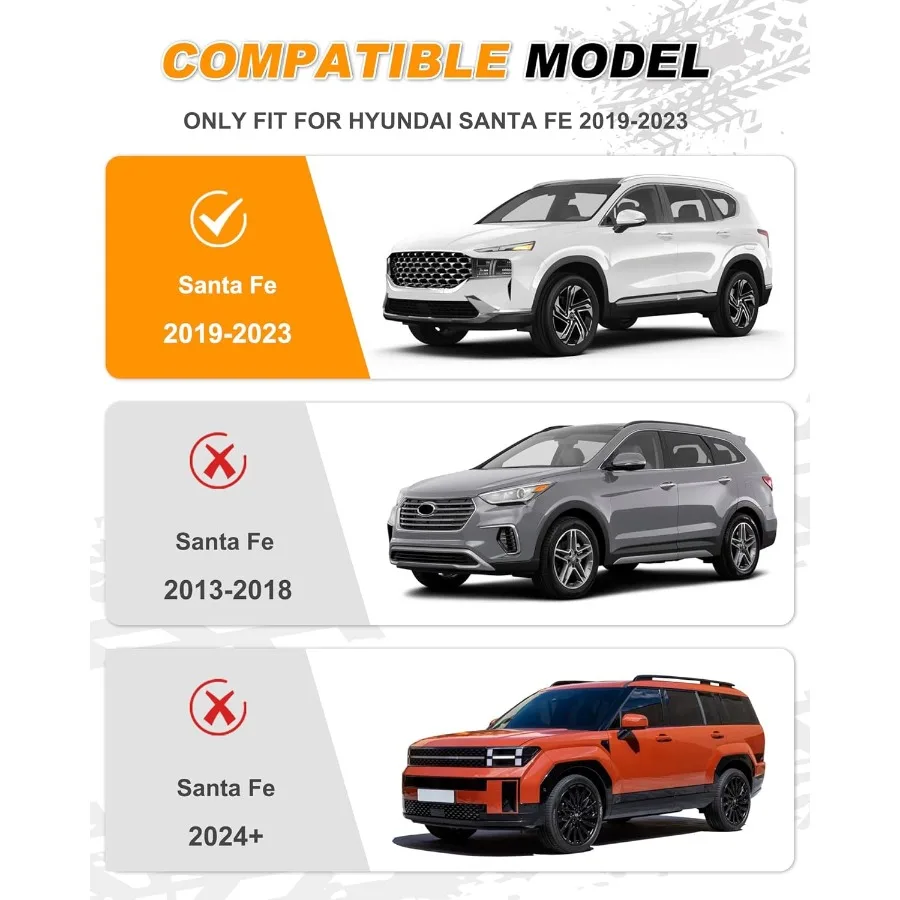 ترقية العارضة صالح ل سانتا في 20192023 مكافحة سرقة حامل سقفي السكك الحديدية عبر القضبان للأمتعة كاياك دراجة تزلج على الجليد Skiboard #2