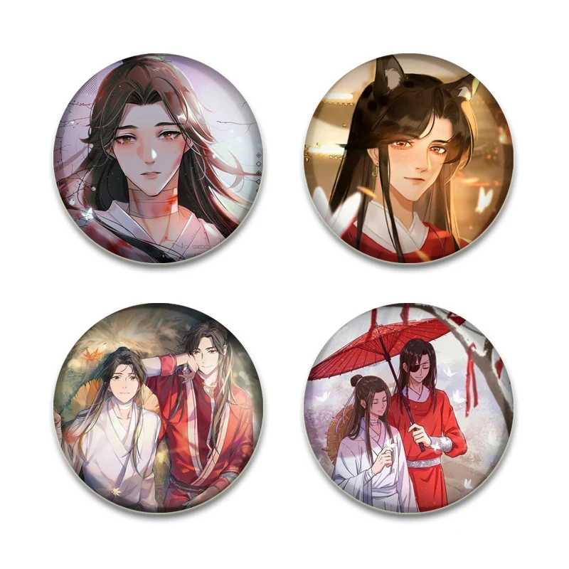 Anime Heaven Official's Blessing Brooches Cartoon Figure Hua Cheng/Xie Lian Badge Button Pin Cosplay Souvenir Toy Cute Fans Gift