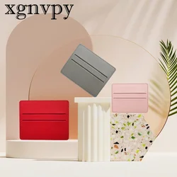 Xgnvpy 1 PCS Men's PU Leather Card Holder New Simple Bus Card Storage Bag Men and Women Ultra-thin Card Holder Student Meal