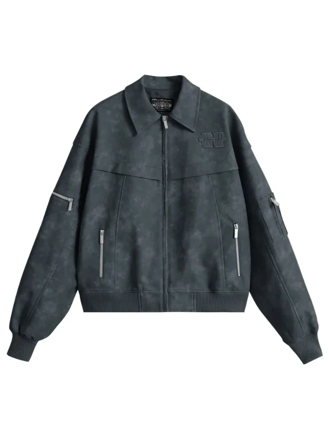 

Ретро Американский Пустынный Sle Свободный Воротник Байкерский Джарет Пальто Пилота Молодежный Витали Повседневный Длинный Свек Застежка-молния Кожаный ...