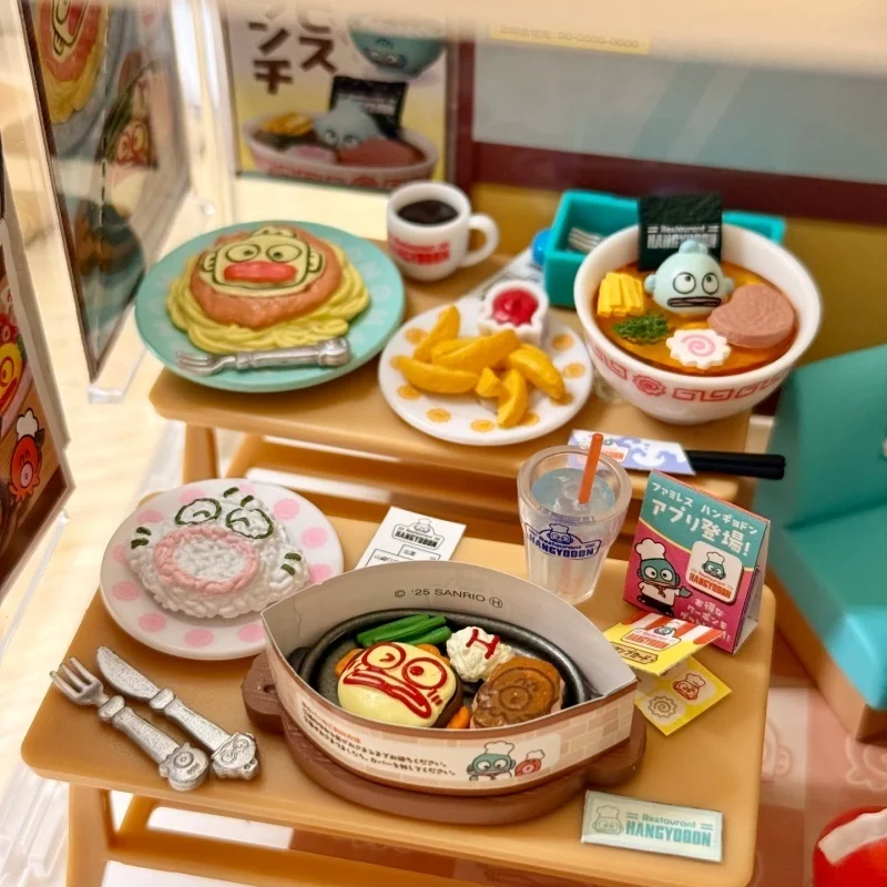 Rement Sanrio Hangyodon Blind Box Miniature Family Restaurant Scene Collectible Figures Desktop Decor For Anime Lovers