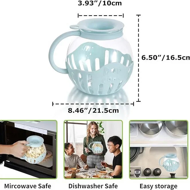 2.25QT microwave high borosilicate glass popcorn self-exploding kettle Popcorn machine popcorn can