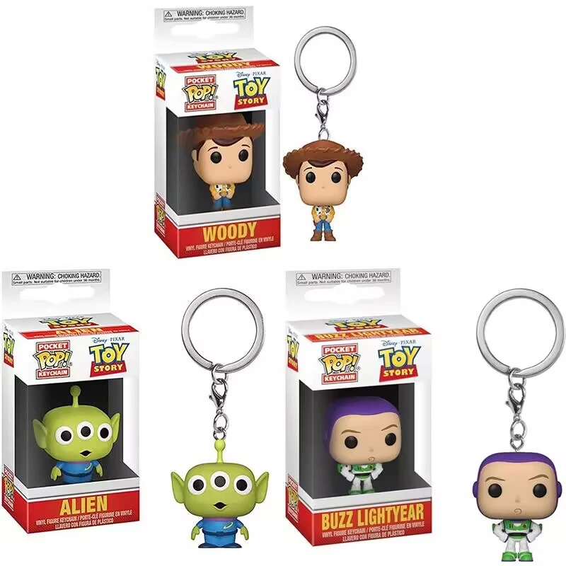 Hot Keychain Toy Story Mania Collection WOODY BUZZ LIGHTYEAR ALIEM Keychains Vinyl Action Figure Collection Children Gift Toys