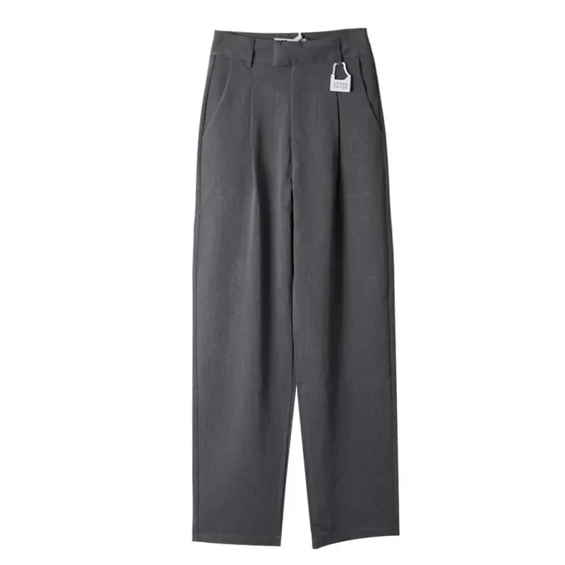 Casual Loose Pockets Straight Female Trousers Casual High Waist Women Long Pants 2024