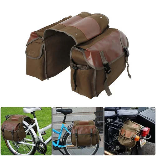 Imagen 1 del producto Bolsa de sillín de gran capacidad para motocicleta, bolsa de viaje de lona impermeable, caja de herramientas laterales