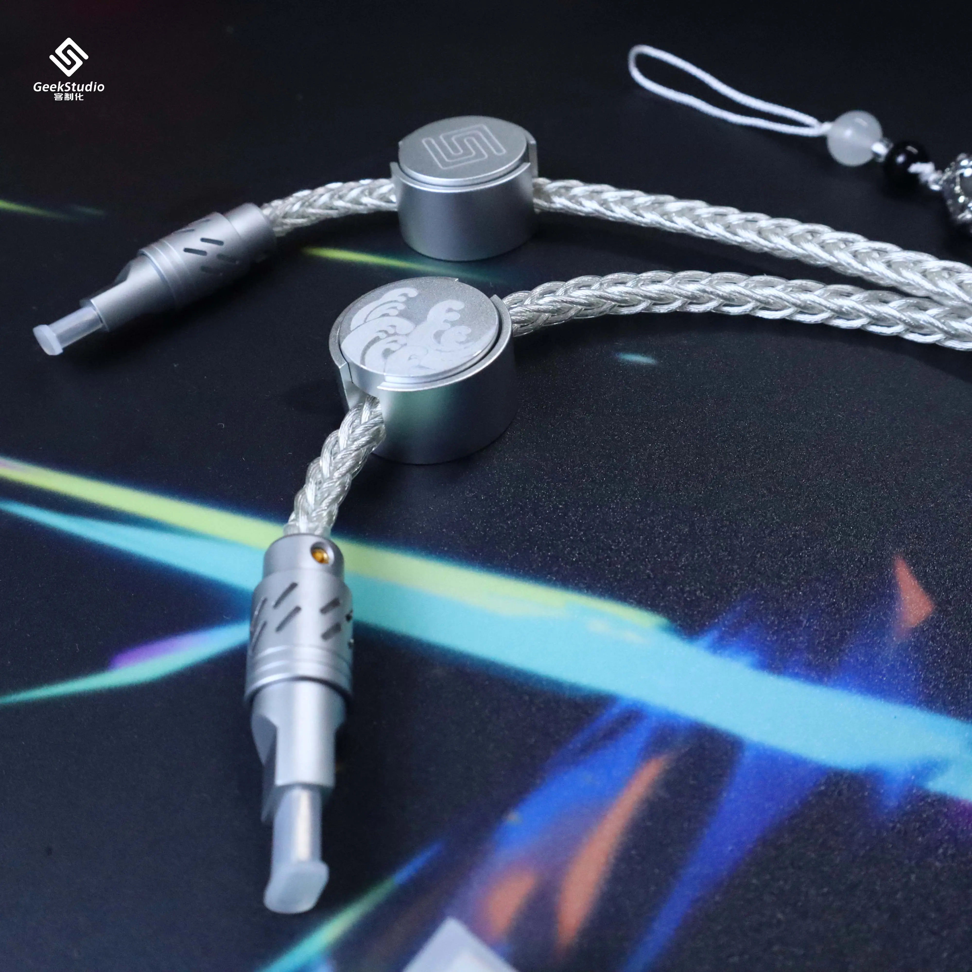 GeekStudio 2-in-1 Double 8K RGB Aviation Cables E-sports Gaming Magnetic Mechanical Keyboard Cable 1.5M USB To Type-C Data Cable