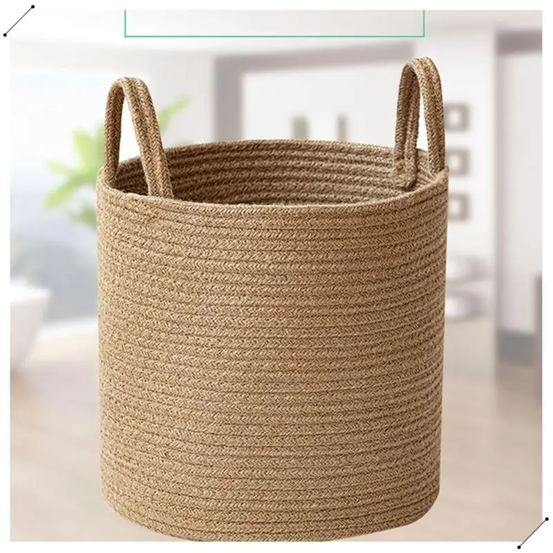 Large Capacity Cotton Rope Storage Basket For Toys And Clothes-Dirty Clothes Basket Multifunctional Organizer For Home