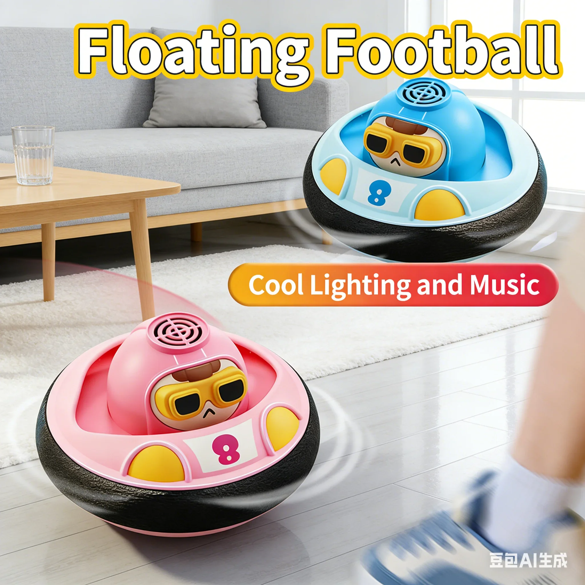 Elektrischer Fußball mit schwebendem Gefühl für Kinder, mit LED-Leuchten, Musik, USB wiederaufladbar, Indoor-Sportspielzeug, Geburtstagsgeschenk für Jungen und Mädchen