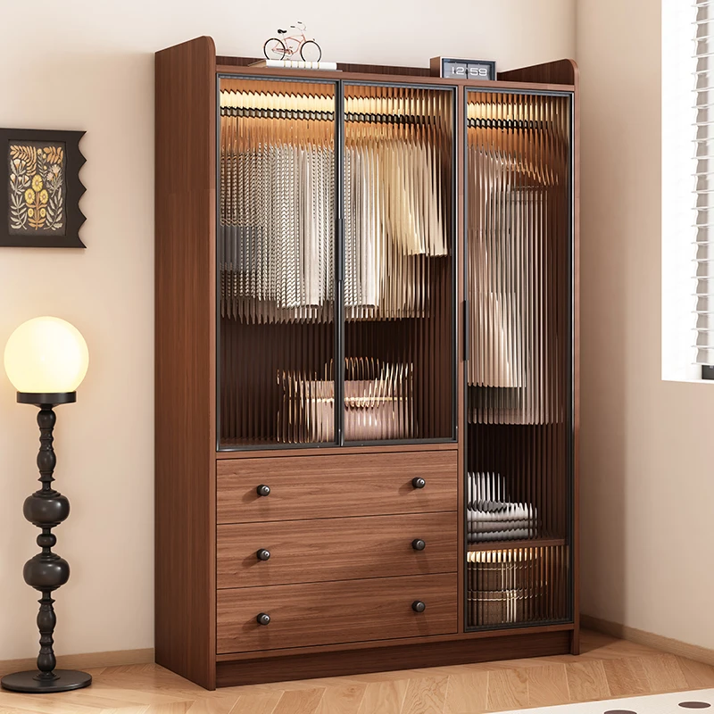 

Brown Luxury Designs Wardrobe Designs Glass Door Modern Wooden Drawer Wardrobe Bedroom Storage Armario Dormitorio Home Furniture