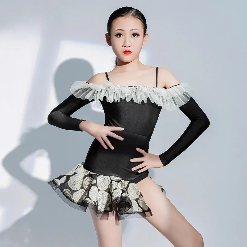 

Юбка для латинских танцев по индивидуальному заказу, тренировочный наряд для девочек, костюмы для выступлений, комплект костюмов, платья для соревнований по бальным танцам для женщин