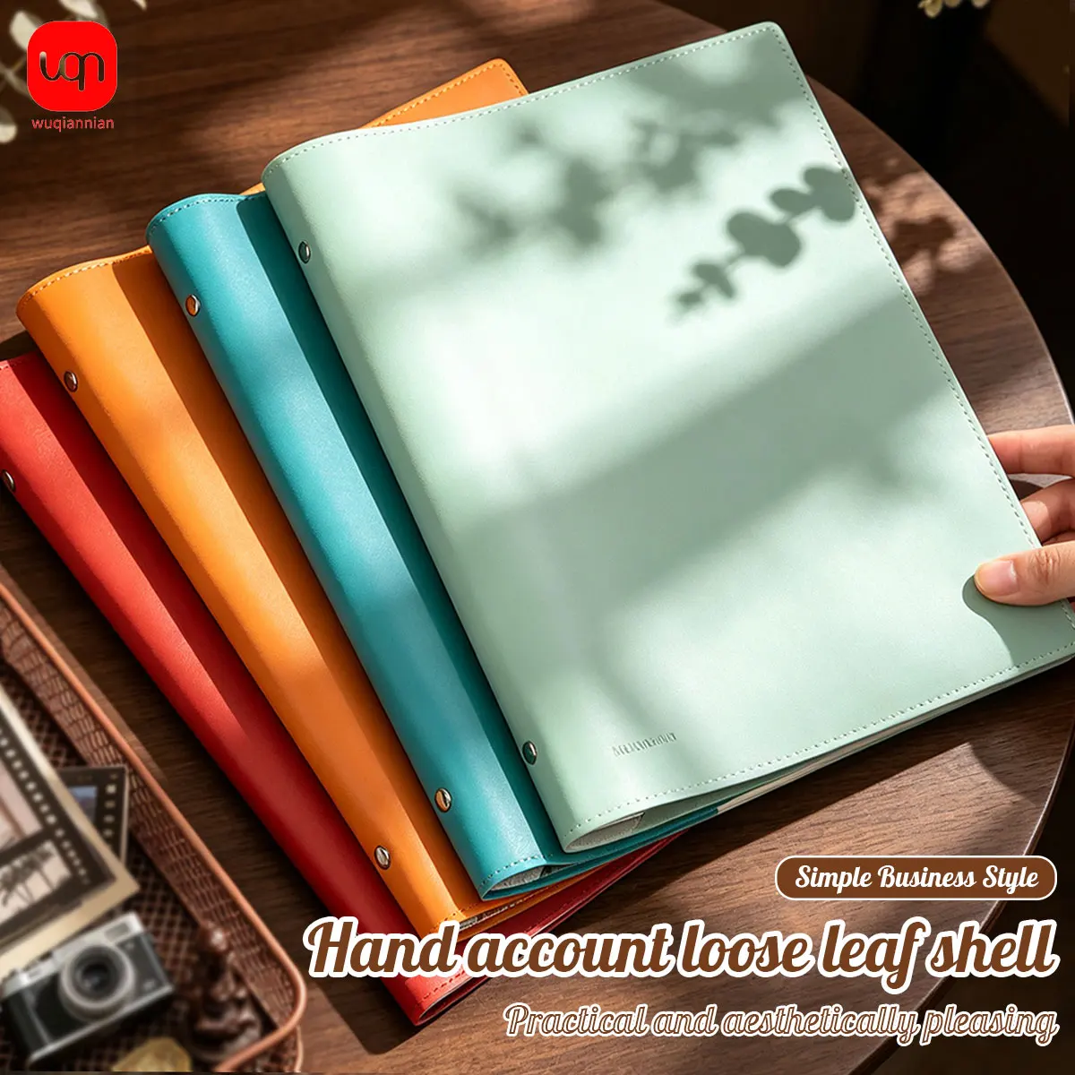 B5 PU Leather Loose Leaf Notebook Cover Refillable Waterproof Binder Shell With Pen Holder Card Slot Office School Supplies