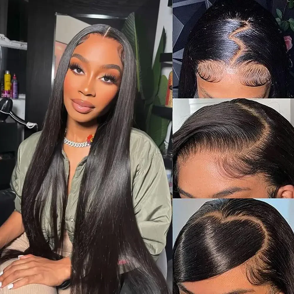 Perruque Lace Front Wig naturelle lisse noire-Sophia, cheveux humains, 13x6 HD, 18 à 36 pouces, densité 180%, pour femmes