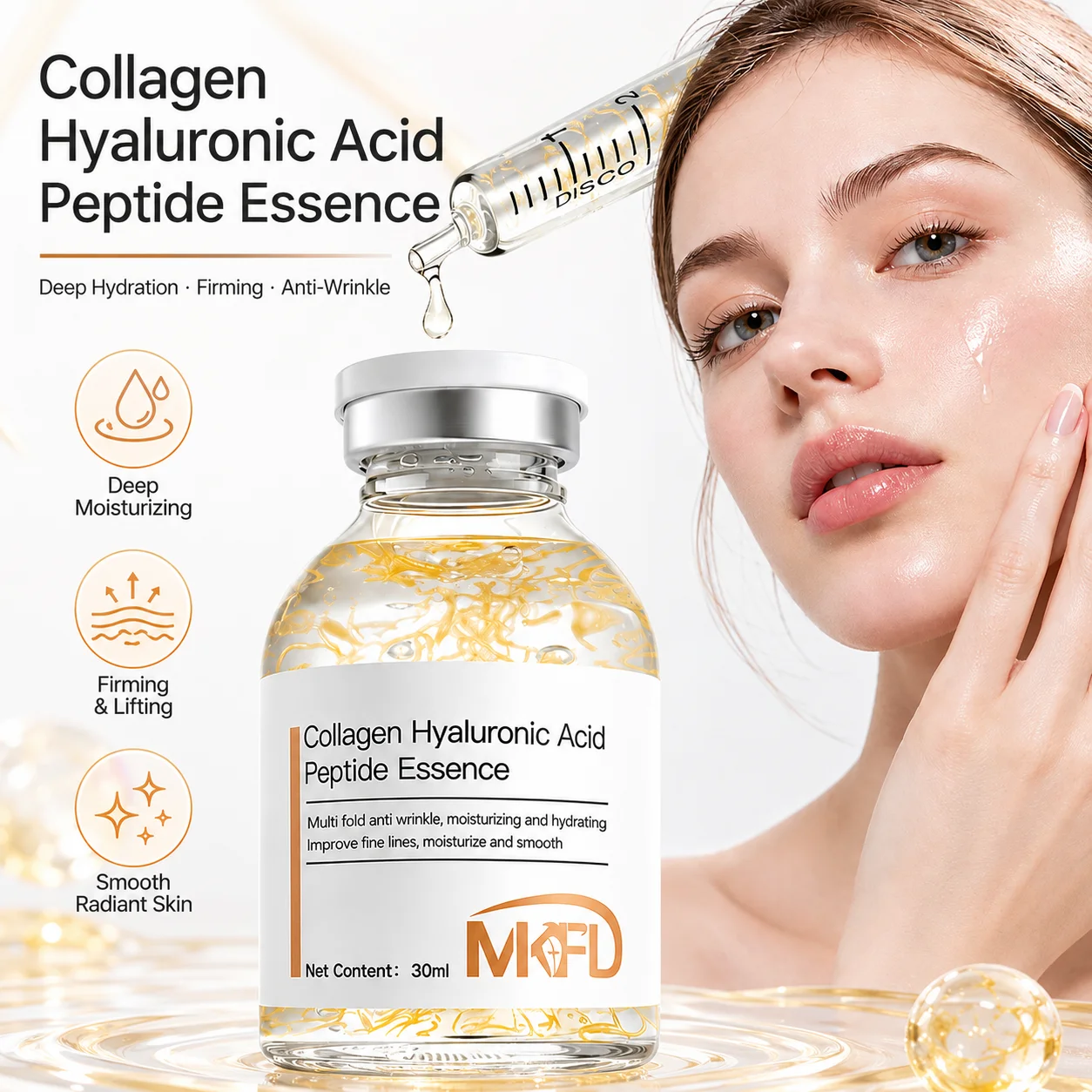 Collagen Hyaluronic Acid Peptide Essence Moisturizing Firming Intensive Lifting Elasticity Boost Plump Glowing Korean Skin Care