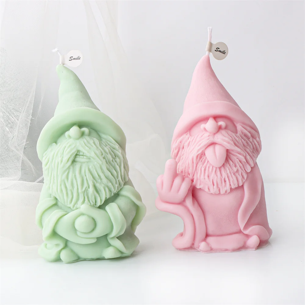 Funny Santa Candle Mold Silicone Dwarfs Despise Finger Aroma Soywax Tool DIY Holiday Atmosphere Home Decor Plaster Statue Craft