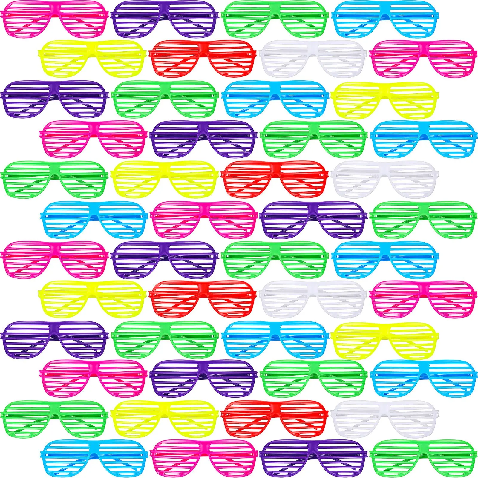 6pcs/Set Neon Color Shutter Glasses 80s 90s Party Favors Eyewear for Adults Teens Kids Disco Birthday Decor