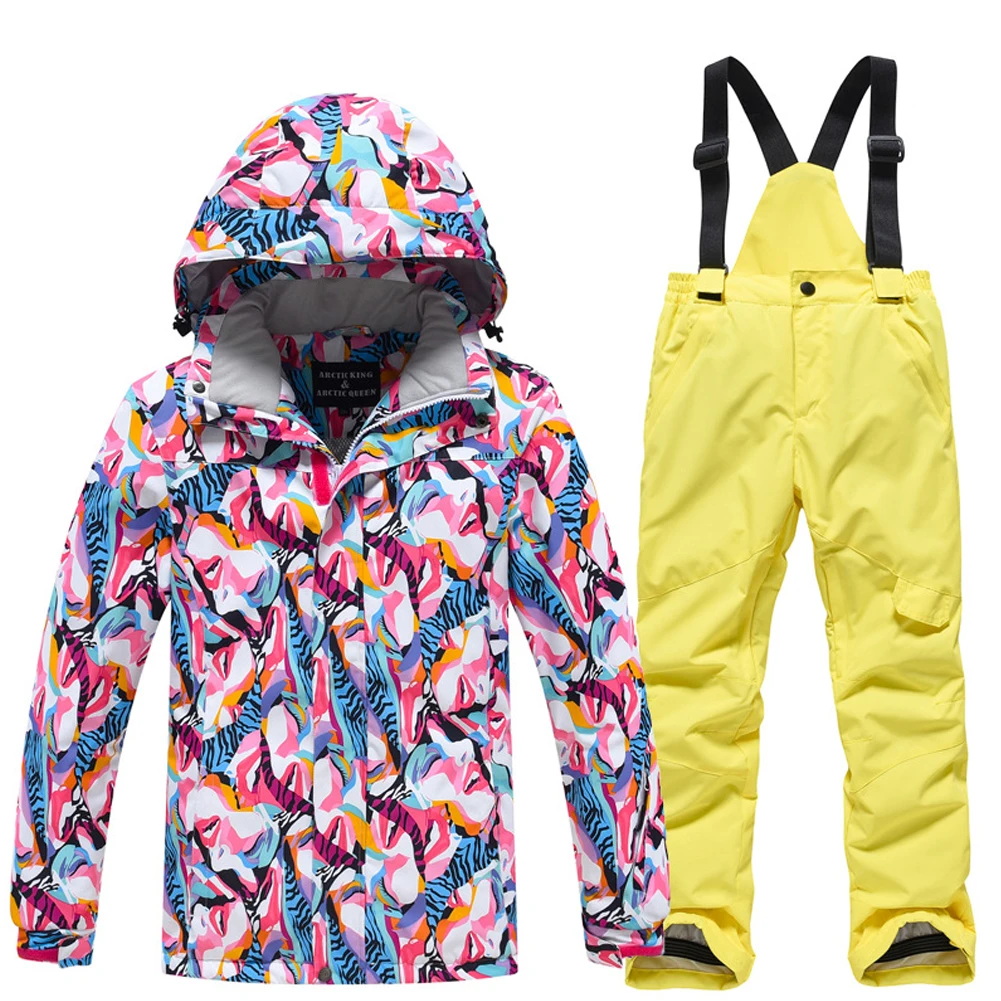 Winter Children's Ski Suit,2-Piece Warm Ski Jacket + Trousers,Girls Boys Snowsuits,Waterproof Snow Jacket,Kids Snowboarding Set