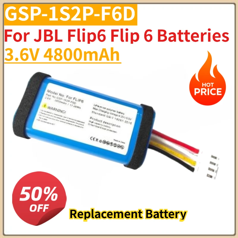 

New 3.6V 4800mAh Wireless Bluetooth Speaker Replacement battery GSP-1S2P-F6D For JBL Flip6 Flip 6 Batteries