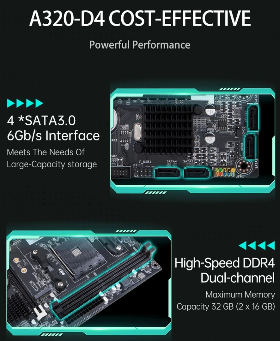 لوحة أم HUANZHI A320 AM4 تدعم AMD المقبس AM4 Ryzen Series CPU M.2 NVMe DDR4 لوحة أم للألعاب ثنائية القناة