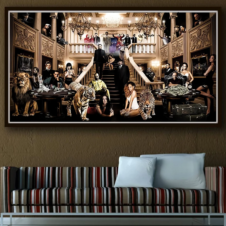 

Classic Poster Picture, Canvas Painting, Top Movie Characters, Lion, Tiger, Leopard, Luxury Wall Art Photo Abstract Home Decor