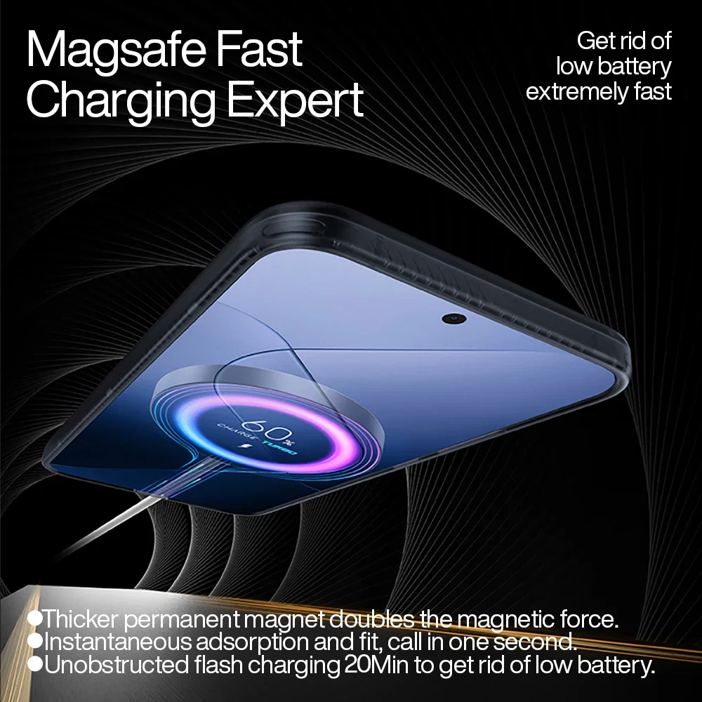 الشيطان الذكي-غطاء الشحن اللاسلكي المغناطيسي ، حماية عدسة مضادة للسقوط ، حافظة هاتف Magsafe لـ شاومي 14 برو ، مي 14 الترا