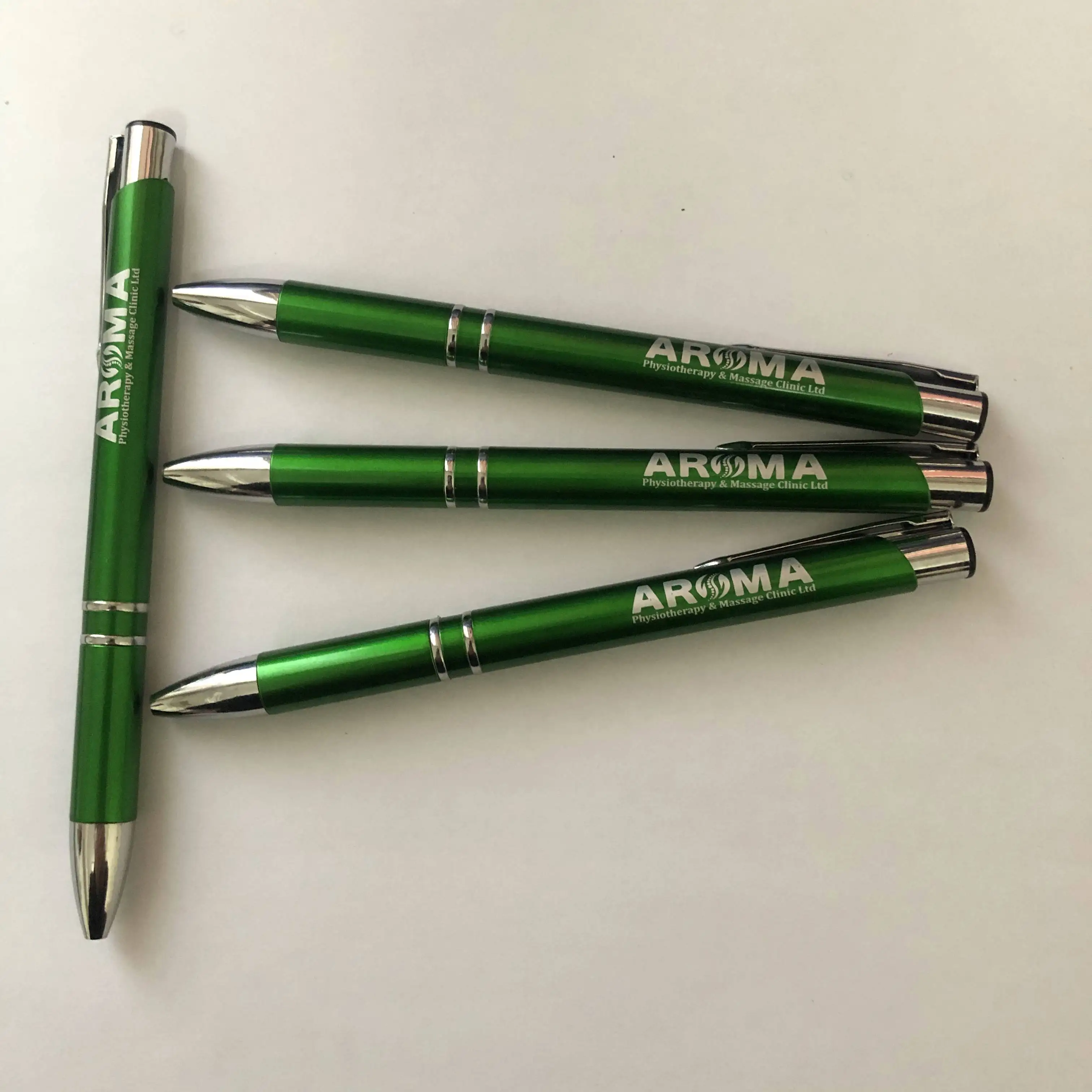 Custom Logo High Quality Plastic Advertising printing personal design green Ballpoint Pen promotional Plastic pen