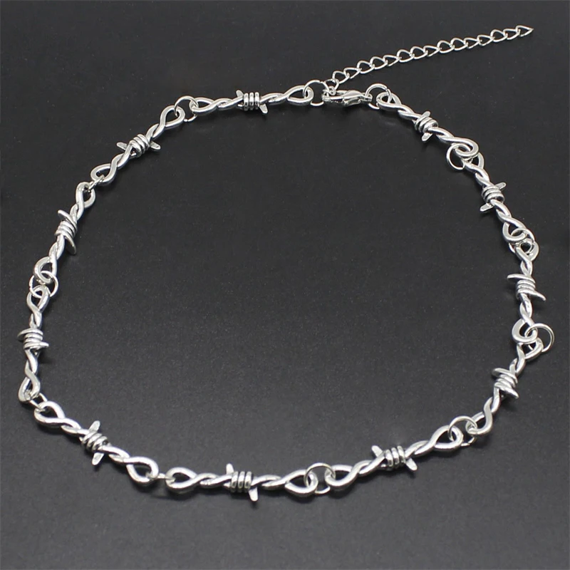 Small Wire Brambles Iron Unisex Choker Necklace Women Hip-hop Gothic Punk Style Barbed Wire Little Thorns Chain Choker Gifts