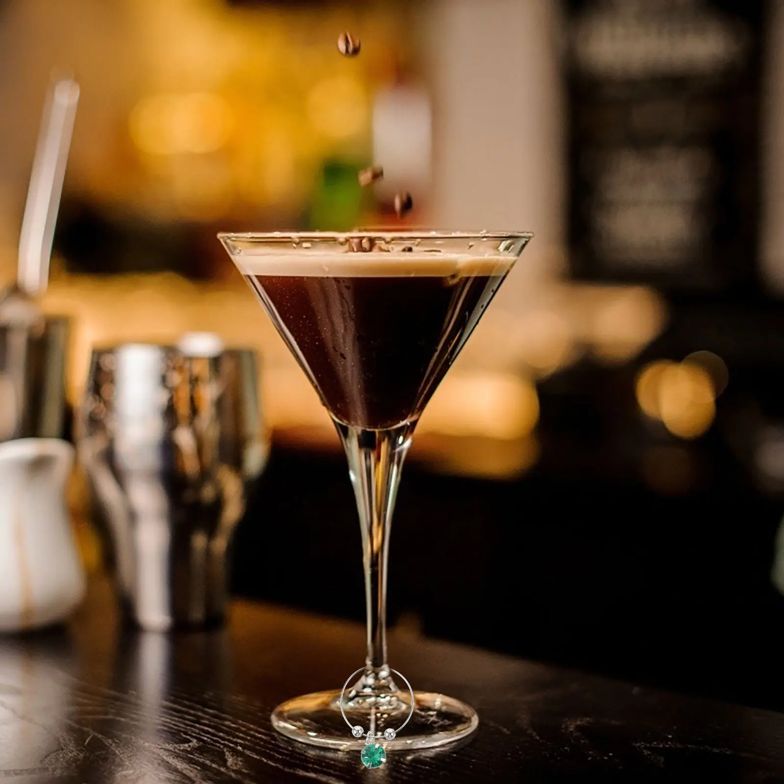 

16pcs Wine Glass Ring Colorful Rhinestone Charms Identify Label Tags For Party Decoration Bar Hotel Use Mixed Color