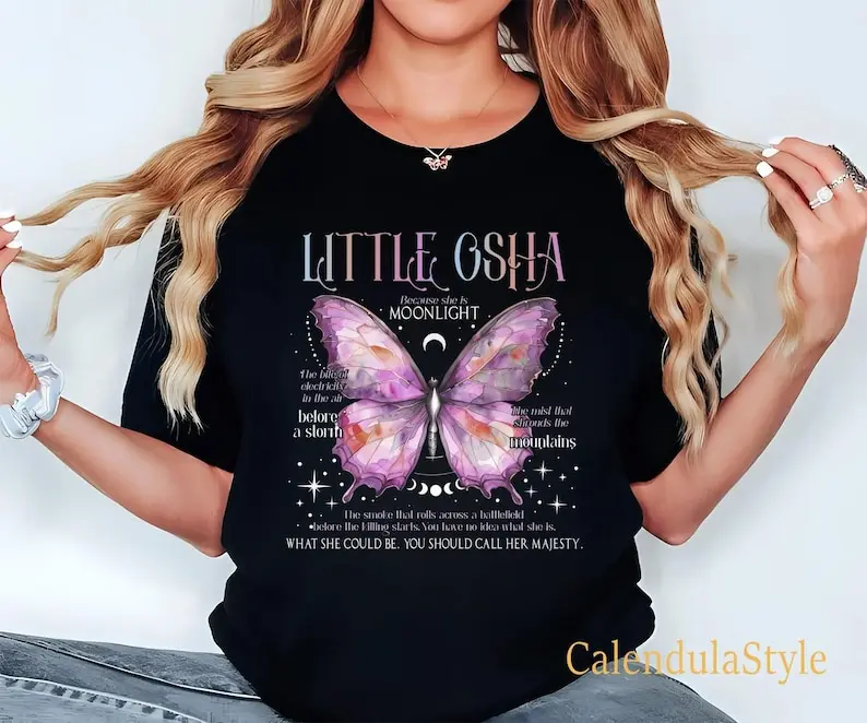 Little Osha Butterfly Shirt, Quicksilver Callie Hart, Saeris Fane Kingfisher Inspired Merch, Little Osha T-Shirt