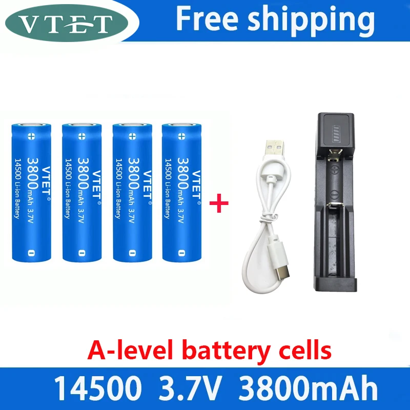 Batería de iones de litio de gran capacidad, 14500, 3,7 V, 3800mah, utilizada para cepillo de dientes eléctrico, maquinilla de afeitar, batería recargable de peluquero