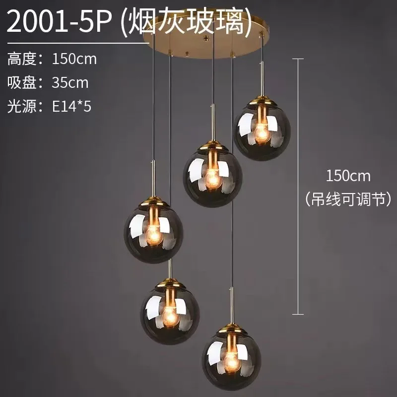 Moderne glazen hanglamp E27 helder amber stenen kroonluchter Nordic Home Decor verlichting voor woonkamer snoer hanglampen